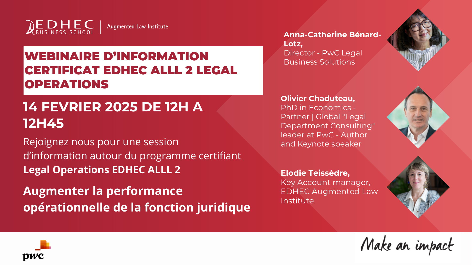 Webinaire d'information Certificat EDHEC ALLL 2 Legal Operations le 14 février 2025 de 12h à 12h45